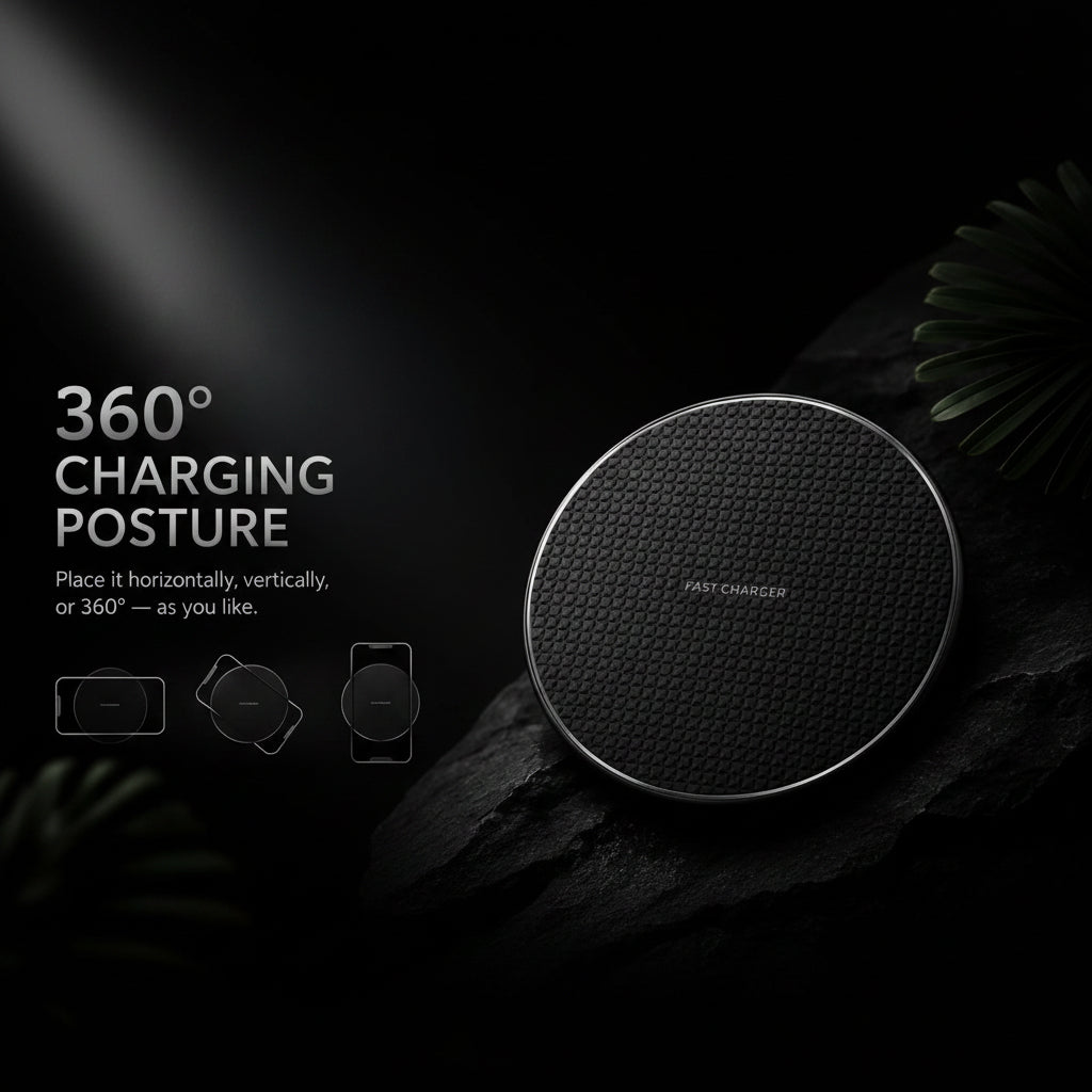 Noir Vault™ 15W Fast Wireless Charging Pad – Black