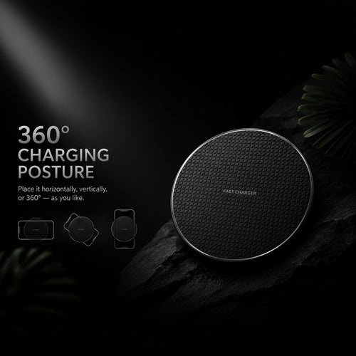 Noir Vault™ 15W Fast Wireless Charging Pad – Black