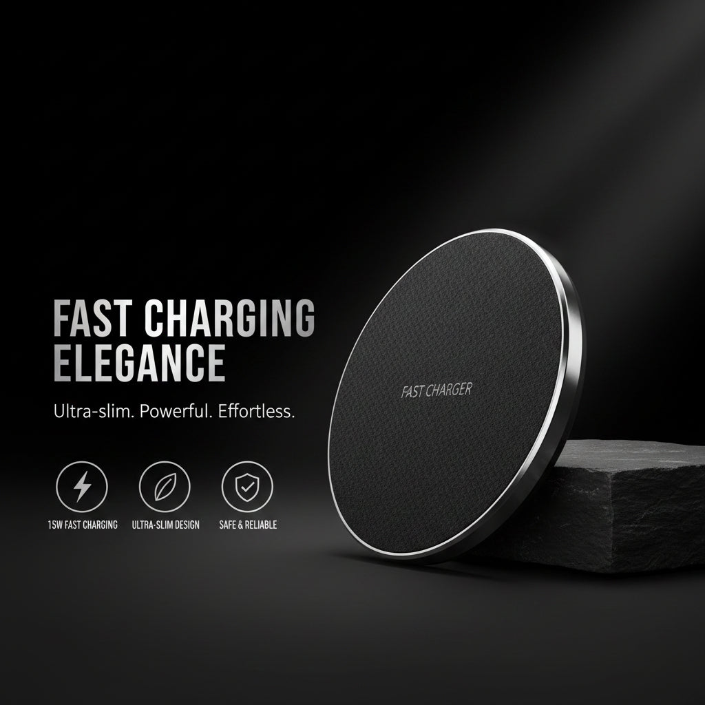 Noir Vault™ 15W Fast Wireless Charging Pad – Black