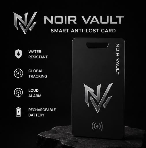 Noir Vault™ Smart Wallet Tracker Card