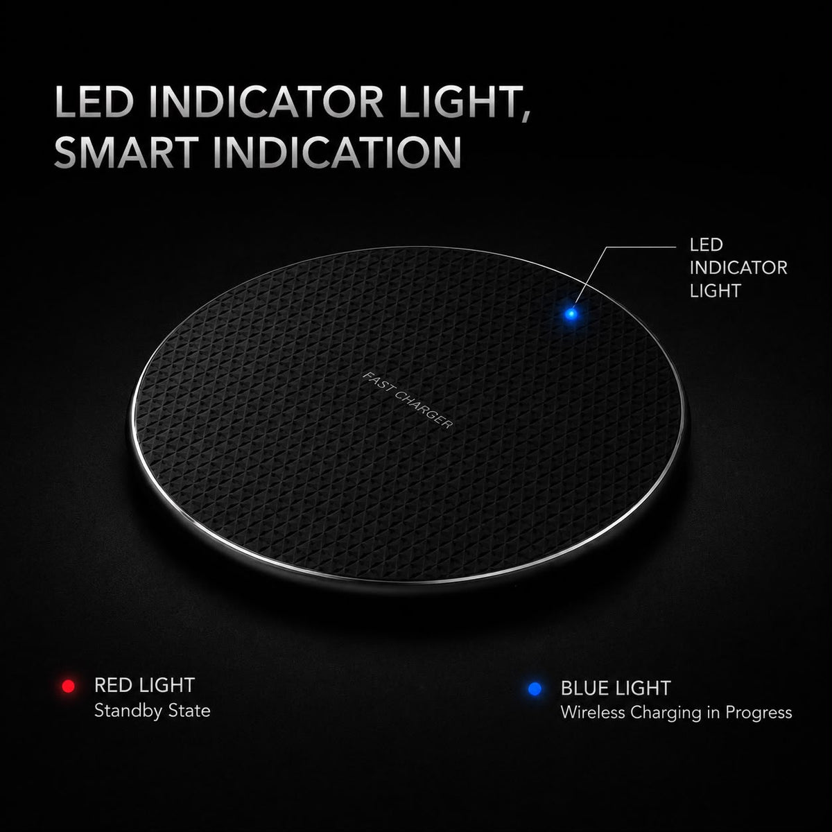 Noir Vault™ 15W Fast Wireless Charging Pad – Black