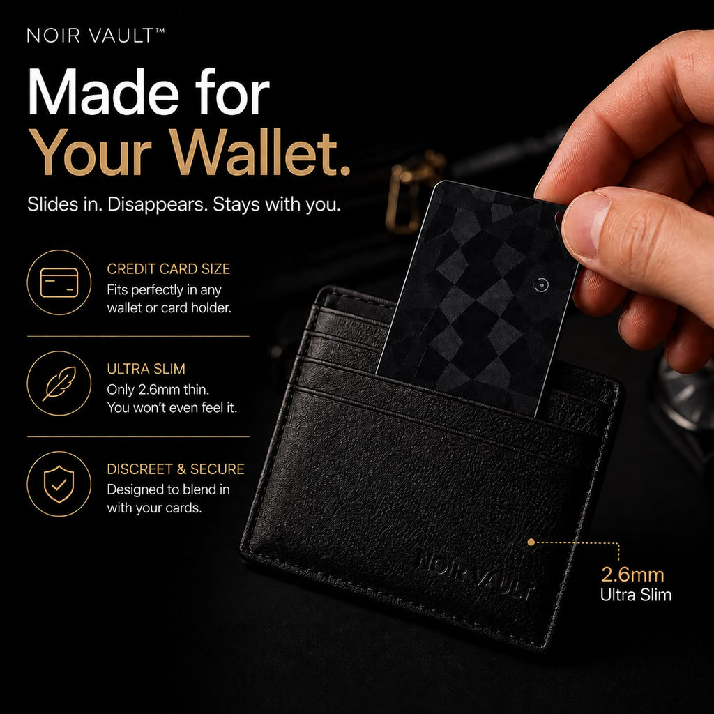 Noir Vault™ Smart Tracker Card – Anti-Loss Wallet Tracker