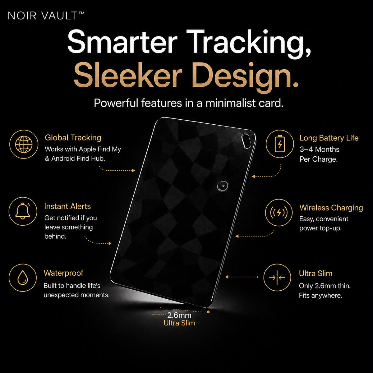 Noir Vault™ Smart Tracker Card – Anti-Loss Wallet Tracker